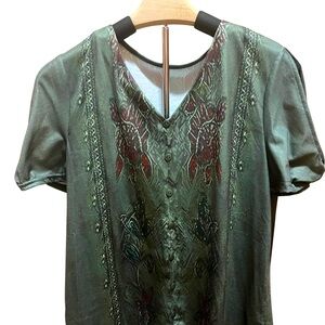 Unbranded Green Parterned Top
